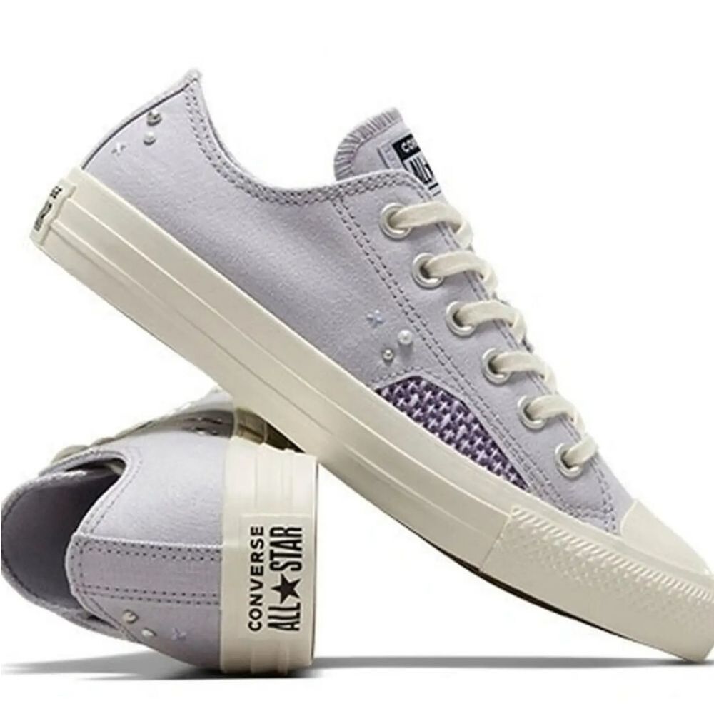 Converse Chuck Taylor‎ Star Pearls & Stars Low Top Sneakers- Ghost Town/Lilac - Picture 1 of 11
